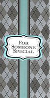 Embossed Silver Foil Handmade Money or Gift Card Holders ~ for Someone Special (Silver Diamond Background with Teal Stripe; Set of 6; Red Envelopes)
