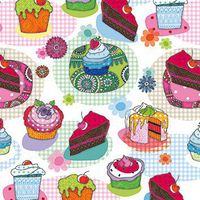 Tea Party Paper Luncheon Napkins 2 X 20pcs 13"x13" Cakes and Muffins