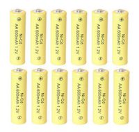 12pcs AA 2A 600mAh 1.2V Rechargeable Battery Cell for Garden Solar Light Yellow USA