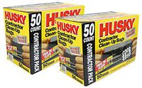 Husky 42 Gallon Contractor Clean-Up 3-Mil Trash Bags (100 Pack: 2 sets of 50)