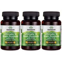 Swanson Probiotic with Prebiotic FOS Dr. Stephen Langer's Formula Digestive Support 16-Strain Supplement 3.2 Billion CFU 60 Capsules (3 Pack)