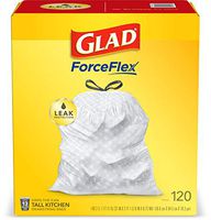 Glad Tall Kitchen Drawstring Trash Bags - 13 Gallon White Trash Bag - 120 Count