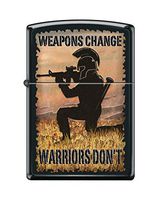 Zippo Custom Lighter Design Men in Medieval Knight Helmet with Weapons Change, Wariors Don’t Inscribed Windproof Collectible - Cool Cigarette Lighter Case Made in USA Limited Edition & Rare