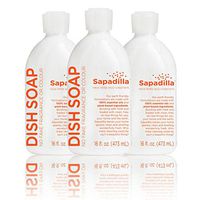 Sapadilla Grapefruit + Bergamot Biodegradeable Liquid Dish Soap, 16 Ounce, (Pack of 3)