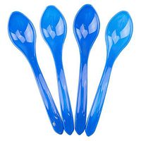 Curved Plastic Ice Cream Spoons - Blue Disposable Dessert Spoons - 5.75 Inch Birthday Party Spoons - Frozen Dessert Supplies - Fast Shipping! 100 Count