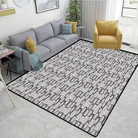 Bigdatastore Abstract Plaid Area Rug, Stone Wall Doodle Drawing Style Cartoon Image Rustic Life Architecture Theme, Durable Carpet Area Rug - Living Dinning Room Bedroom Rugs and Carpets(2'x 3')