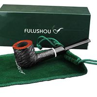 FULUSHOU Mediterranean Briar Wood Tobacco Pipe, Delicate Carved Straight Handle Pipe 2