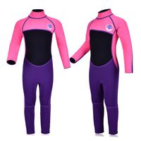 REALON Kids Wetsuit Shorty Boys Girls 3mm Neoprene One Piece Thermal Swimsuit 2mm Warm Full Long Sleeve Wet Suits Cover Toddler Child Junior Youth Swim Surf Dive (Pink 2mm Girl's Fullsuit, L)