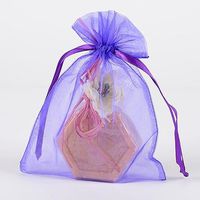 Organza Drawstring Gift Bag 8 x 14 inches 8"x14" (Quantity of 20, Purple)