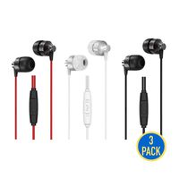 G08 Earbud Headphones Set of 3, Built-in Microphone Hands Free Call, Bass Stereo Earphones Accessory for iPhone Smartphone Laptop Computer Office School Classroom College