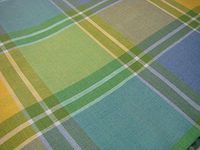 ec-mg84 Spring Summer Garden Tartan 84 X 60 Tablecloth Green Blue Teal Yellow
