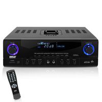 Home Audio Power Amplifier System - 500W 4 Channel Theater Power Stereo Sound Receiver Box Entertainment w/ USB, RCA, AUX, MIC w/ Echo, LED, Remote - For Speaker, iPhone, Studio Use - Pyle PT4601AIU