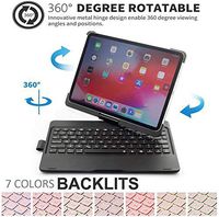 elecfan Backlit Keyboard Case 10.2 inch for iPad 7, Bluetooth iPad Keyboard 7 Color Backlight Keyboard Smart Cover 360 Degree Rotation Keyboard Cover for 10.2'' iPad 2019 - Black