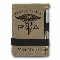 Mini Notepad, PA Physician Assistant, Personalized Engraving Included (Light Brown)