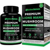 Premium Organic Lions Mane Mushroom Capsules - 2200mg + Absorption Enhancer- Natural Brain Booster, Nootropics, Memory & Focus Supplements, Mental Clarity, Immune Support - 90 Vegan Pills