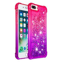 Cfrau Glitter Case with Black Stylus,Luxury Creative Quicksand Liquid Flowing Diamond Soft TPU Shockproof Cover for iPhone 6S Plus/iPhone 7 Plus/8 Plus,Pink Purple