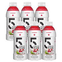 COCO5 Clean Sports Hydration Cherry Flavor | 100% Natural | 50% Less Sugar | Nothing Artificial | Non-GMO | Gluten Free | Developed by Pro Trainers for Pro Athletes | 16.9 OZ (Pack - 6)