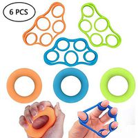 SWC Store Hand Grip Strengthener, Finger Exerciser, Grip Strength Trainer (6 PCS) New MATERIALForearm Grip Workout, Finger Stretcher, Relieve Wrist Pain, Carpal Tunnel, Trigger Finger