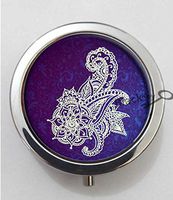 BlackKey Henna Hand Indian Wedding Tattoo Patterns 3-Compartment Decorative Pocket Gift Box Case Organizer for Pill, Color 1 -589