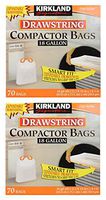 Kirkland Signature MHNV Compactor Bags, 18 Gallon, Smart Fit Gripping Drawstring, 2 Pack (70 Count)