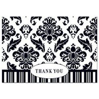 Black White Damask Thank You Notes