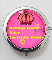 BlackKey Always Wear Your Invisible Crown Words 3-Compartment Decorative Pocket Gift Box Case Organizer for Pill, Color 1 -621