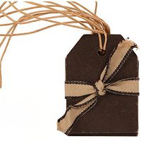 JAM PAPER Recycled Kraft Gift Tags with Twine String - Small - 2 1/4 x 1 5/8 - Black - 6 per