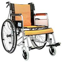 HJF-LUNYI Wheelchair Comfort Lightweight Light Transport Folding Portable Travel Chair Elderly Disabled Walker Aluminum Alloy Manual Steel (Color : Orange)