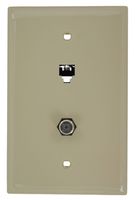Leviton 40539-CMI Midsize Telephone/Video Wall Jack, 6P4C X F, Ivory