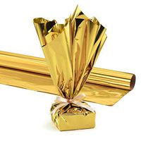 PMU Mylar Gift Wrap Roll, 24 Inches X 25 Feet, Gold, Pkg/1