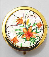 BlackKey Lily Flowers 3-Compartment Decorative Pocket Gift Box Case Organizer for Pill, Color 2-1545