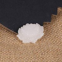 Dotted Unique Stone Natural Ethnic Flower Hand-carved Lotus Pendant White Jade Prom Pretty Beautiful Stylish Simple Lovely Cheap Elegant Women Aesthetic