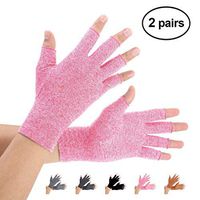 Brace Master 2 Pairs Women Compression Gloves Arthritis Gloves Fingerless Hand Brace Support Warmth for Finger Joint, Relieve Pain from RSI, Carpal Tunnel and Tendonitis (Pink, X-Large)