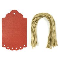 Wrapables 50 Gift Tags/Kraft Hang Tags with Free Cut Strings for Gifts, Crafts & Price Tags, Large Scalloped Edge (Shimmer Red)