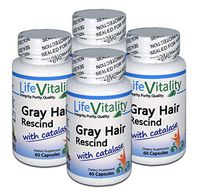 Gray Hair Rescind by Life Vitality Makes Gray Hair Go Away, 4 Pack, 240 Capsules, Catalase, Saw Palmetto, More - Helps Stop, Prevent Gray Hair, Restores Natural Color, Promotes Thicker, Healthier Hair