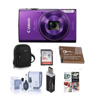 Canon PowerShot ELPH 360 HS 20.2MP Digital Camera, Purple - Bundle with Camera Case, 32GB Class 10 SDHC Card, Spare Battery, Cleaning Kit, Card Reader, Software Package