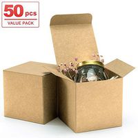 ValBox 3x3x3 Brown Gift Boxes 50pcs Recycled Paper Cube Boxes with Lids for Gifts, Crafting, Cupcake Boxes, Easy Assemble Boxes for Party Favor