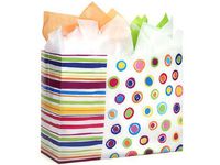 VOGUE Rainbow Spots Shopping BagsMINI-PK HD Plastic 16x6x12" 2 unit, 25 pack per unit.
