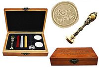 MNYR Vintage Fancy Read Me Love Gift Decorative Luxury Wood Box Bronze Metal Peacock Wedding Invitations Gift Cards Paper Stationary Envelope Custom Wax Seal Sealing Stamp Sticks Melting Spoon Box Set