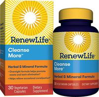 Renew Life Adult Cleanse - Cleanse More, Herbal & Mineral Formula - Overnight Constipation Relief - Gluten, Dairy & Soy Free - 30 Vegetarian Capsules (Packaging May Vary)