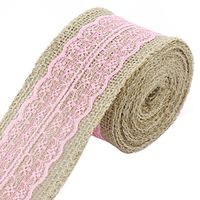 uxcell Burlap Home Christmas DIY Gift Wrapping Packing Ornament Craft Ribbon Roll Tape Pink