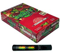 Herb Airtight Tube Pocket Protector with Juicy Jay's Strawberry Kiwi 1.25 Flavored Hemp Rolling Papers 24 Count Box DC Crafts Nation- Rasta Skull