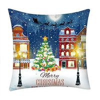 Pgojuni_Pillowcases Merry Christmas Fancy Printing Pillow Case Polyester Sofa Car Cushion Cover Home Decor Cover Pillow Case1pc (45cm X 45cm) (G)