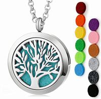 Eco Ultrasonic Diffuser Necklace, Essential Oil Aromatherapy Locket, Tree of Life Pendant. Premium Stainless Steel Will Not Tarnish from Oils, Bonus 12 Assorted Color Refill Pads.