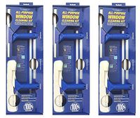 Ettore 17050 All-Purpose Window Cleaning Combo Kit Includes 12-Inch All-Purpose Squeegee, 10-Inch All-Purpose Microfiber Washer and 42-inch REA-C-H Extension Pole (Тhrее Расk)