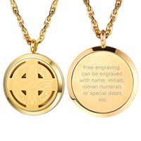 PROSTEEL Personalized Customize Essential Oil Diffuser Locket Aromatherapy Diffuser Celtic Knot Cross Pendant 18K Real Gold Plated 30mm Round Aromatherapy Womens Jewelry Valentines Day