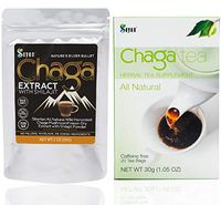 Sayan Siberian Wild harvested Chaga Mushroom Extract with Shilajit Powder and Chaga Tea - Powerful Antioxidant Fulvic Acid Supplement, Caffeine Free 2 Oz Package + 20 Tea Bags