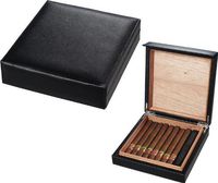 Visol Products Leather Cigar Humidor, Black, Holds 16 Cigars