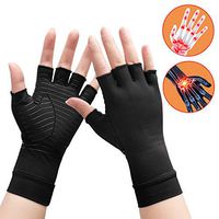 Arthritis Compression Gloves- Infused Copper, Relieve Pain from Rheumatoid and Carpal Tunnel Swelling and Tendonitis Pain Relief Women Men Black Fingerless Compression Gloves Wrist Support (Small)