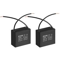 uxcell CBB61 Run Capacitor 450V AC 10uF 2 Wires Metallized Polypropylene Film Capacitors for Ceiling Fan 2pcs
